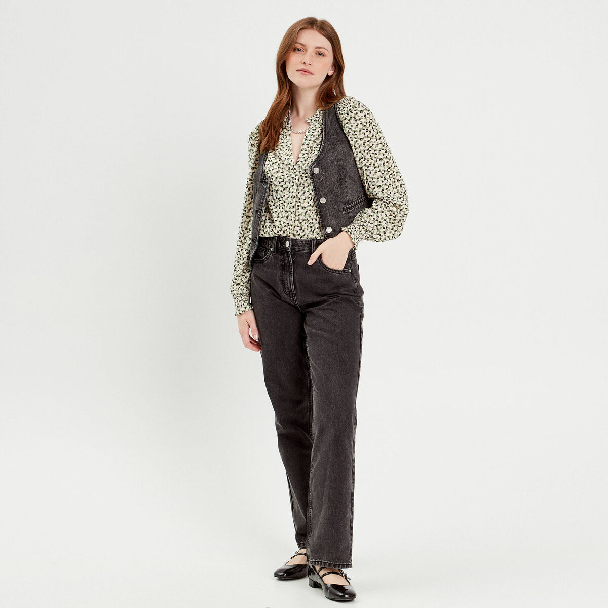 Chemise manches longues vert femme