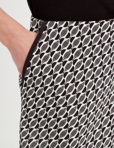 Jupe-short droite stretch noir femme