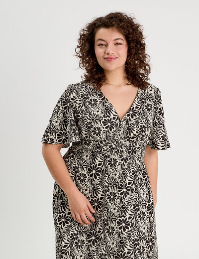 Robe longue évasée blanc femme