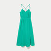 Robe &eacute;vas&eacute;e 3/4 col v bretelles vert femme