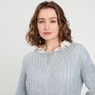 Pull manches longues ajouré bleu pastel femme