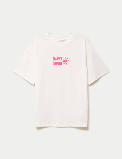 T-shirt col rond manches courtes ecru femme