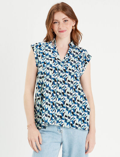 Blouse sans manches bleu femme