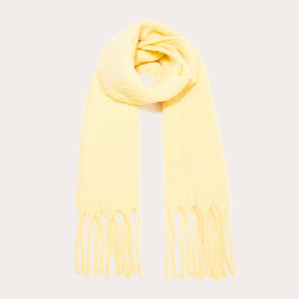 Écharpe avec franges jaune clair femme
