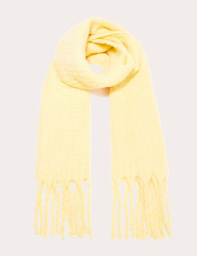 Écharpe avec franges jaune clair femme