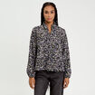 Blouse droite courte manches longues noir femme