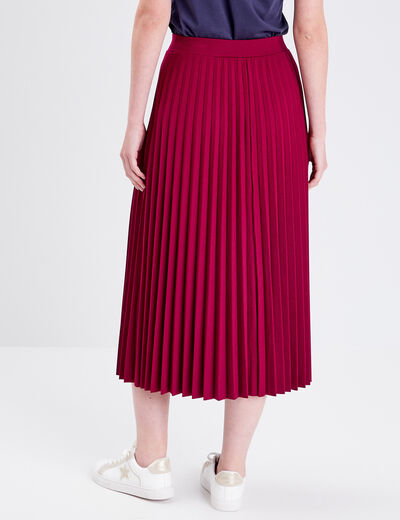 Jupe midi évasée plissée rouge foncé femme