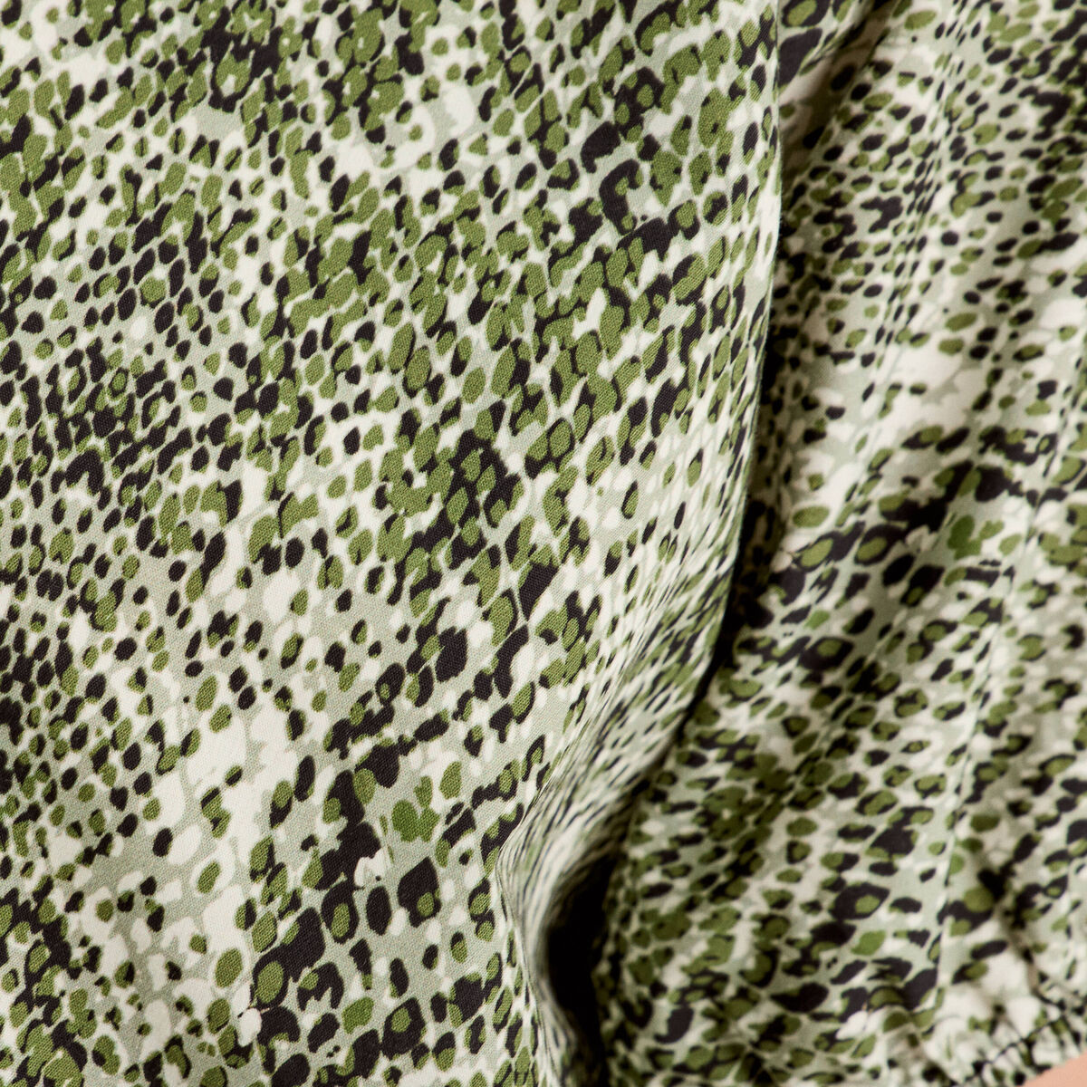 Blouse noeud manches courtes vert kaki femme