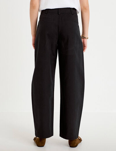 Pantalon chino coupe barrel noir femme