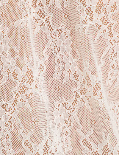 Top dentelle et volants ecru femme