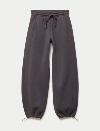 Jogging large taille basse gris fonc&eacute; femme