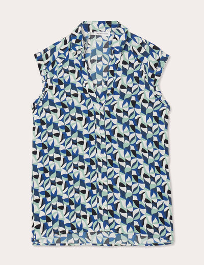 Blouse sans manches bleu femme