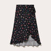Jupe longue portefeuille noir femme