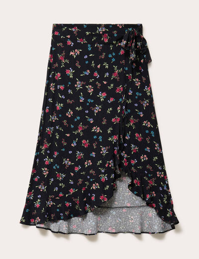 Jupe longue portefeuille noir femme