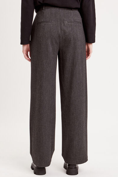 Pantalon large pinces gris foncé femme