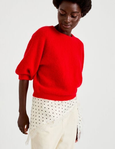 Foulard satin&eacute; avec dentelle ecru femme
