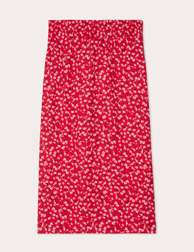 Jupe longue fluide rouge femme