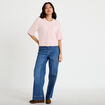 Gilet duveteux manches 3/4 rose clair femme