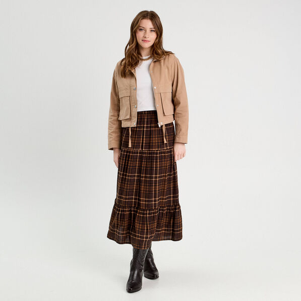 jupe longue evasee marron fonce femme Jupe longue évasée marron foncé femme
