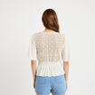 Blouse col v manches courtes ecru femme