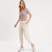 Pantalon slouchy ceinturé ecru femme