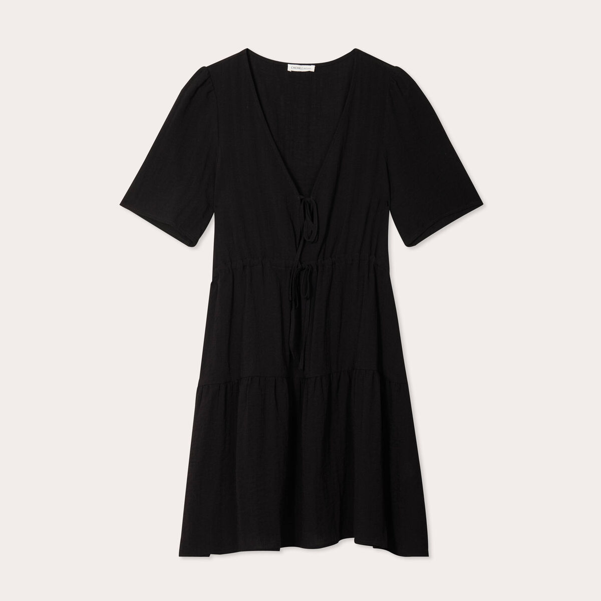 Robe évasée avec noeuds noir femme