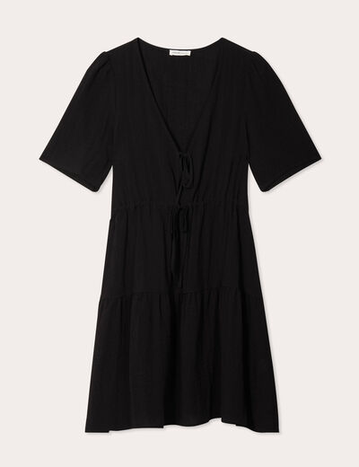 Robe évasée avec noeuds noir femme
