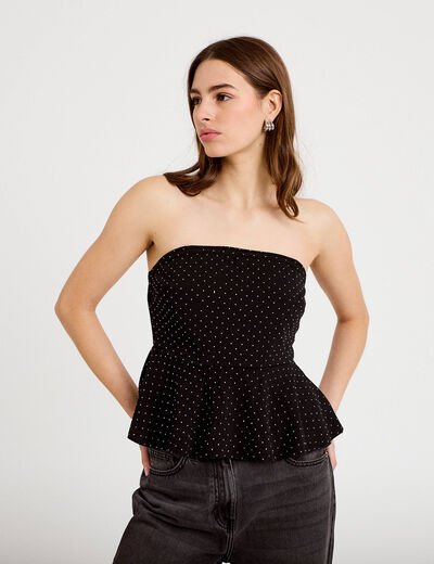 Top studs bretelles amovibles noir femme