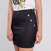 Jupe droite denim noir enduit femme