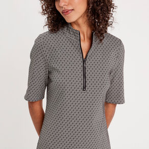Robe droite col montant zippé noir femme