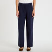 Pantalon large taille haute bleu marine femme