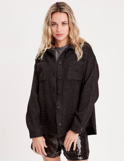 Surchemise manches longues noir femme