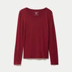 T-shirt uni &agrave; manches longues rouge femme