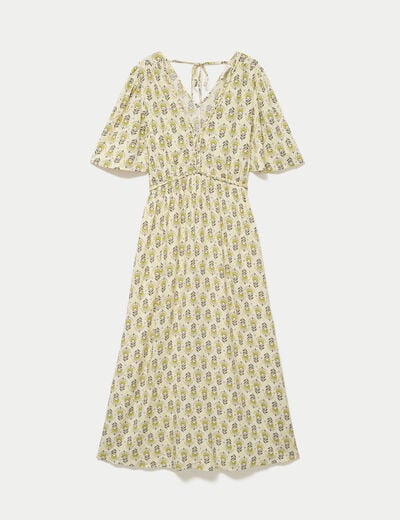 Robe longue manches courtes blanc femme