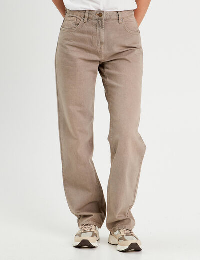 Jeans droit 5 poches marron cognac femme