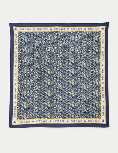 Foulard satin&eacute; soyeux bleu electrique femme