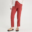 Pantalon droit fluide contenant du lin vieux rose femme