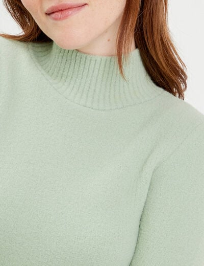 Pull avec col montant vert fluo femme