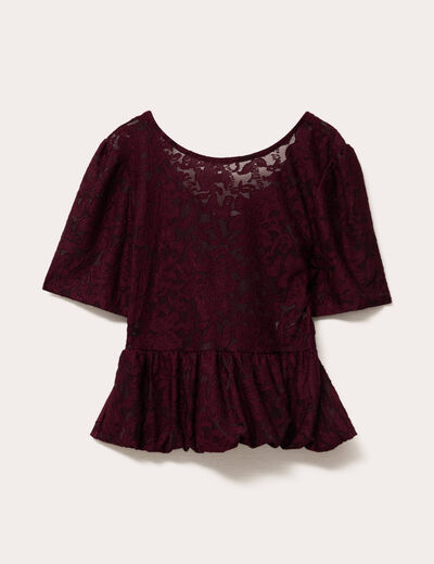 Blouse manches courtes rouge foncé femme