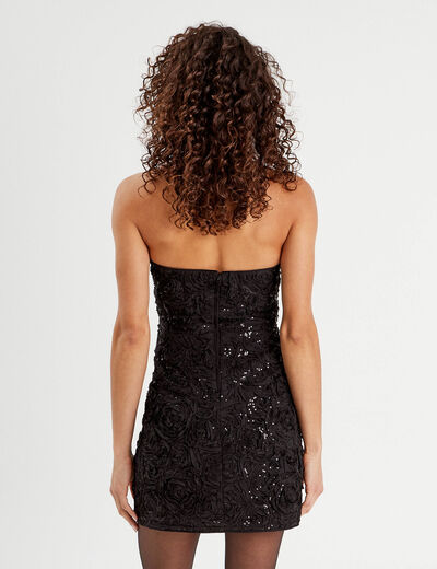 Robe cintrée bustier sequins noir femme