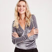 T-shirt velours cintré gris argent femme