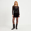 Top ajust&eacute; transparent col rond noir femme