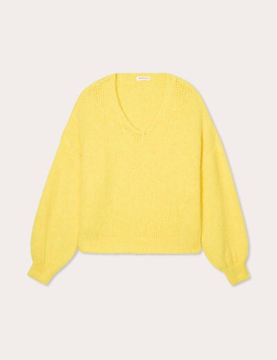 Pull manches longues jaune femme