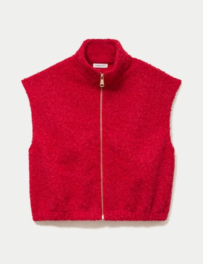 Gilet sans manches col montant rouge femme