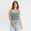 Bandeau smocké cropped bleu femme