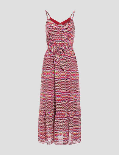 Robe longue évasée rose femme