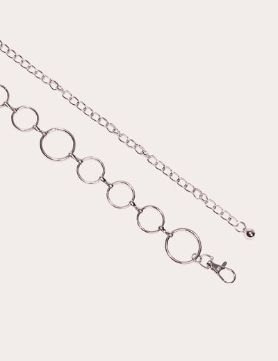Ceinture chaîne en métal gris argent femme