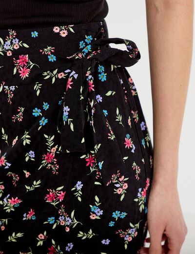 Jupe longue portefeuille noir femme