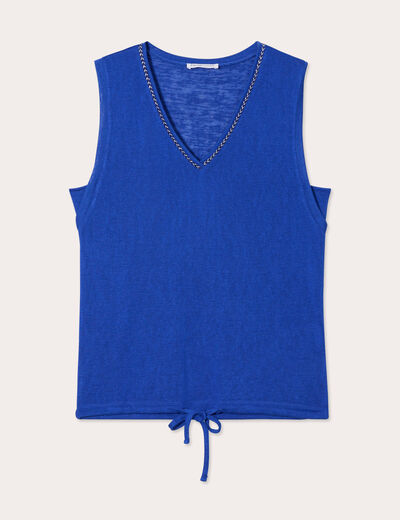Débardeur détail noeud bleu electrique femme