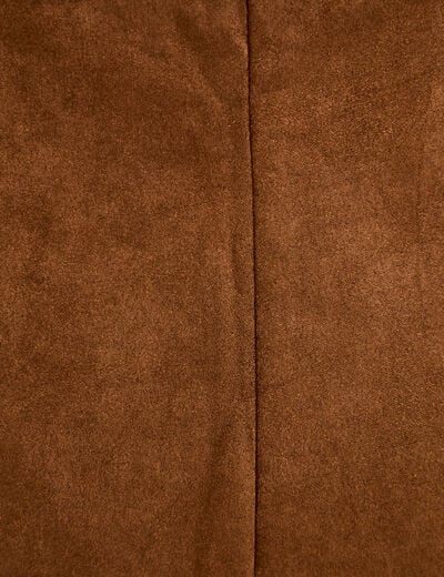 Jupe-short courte aspect daim marron femme